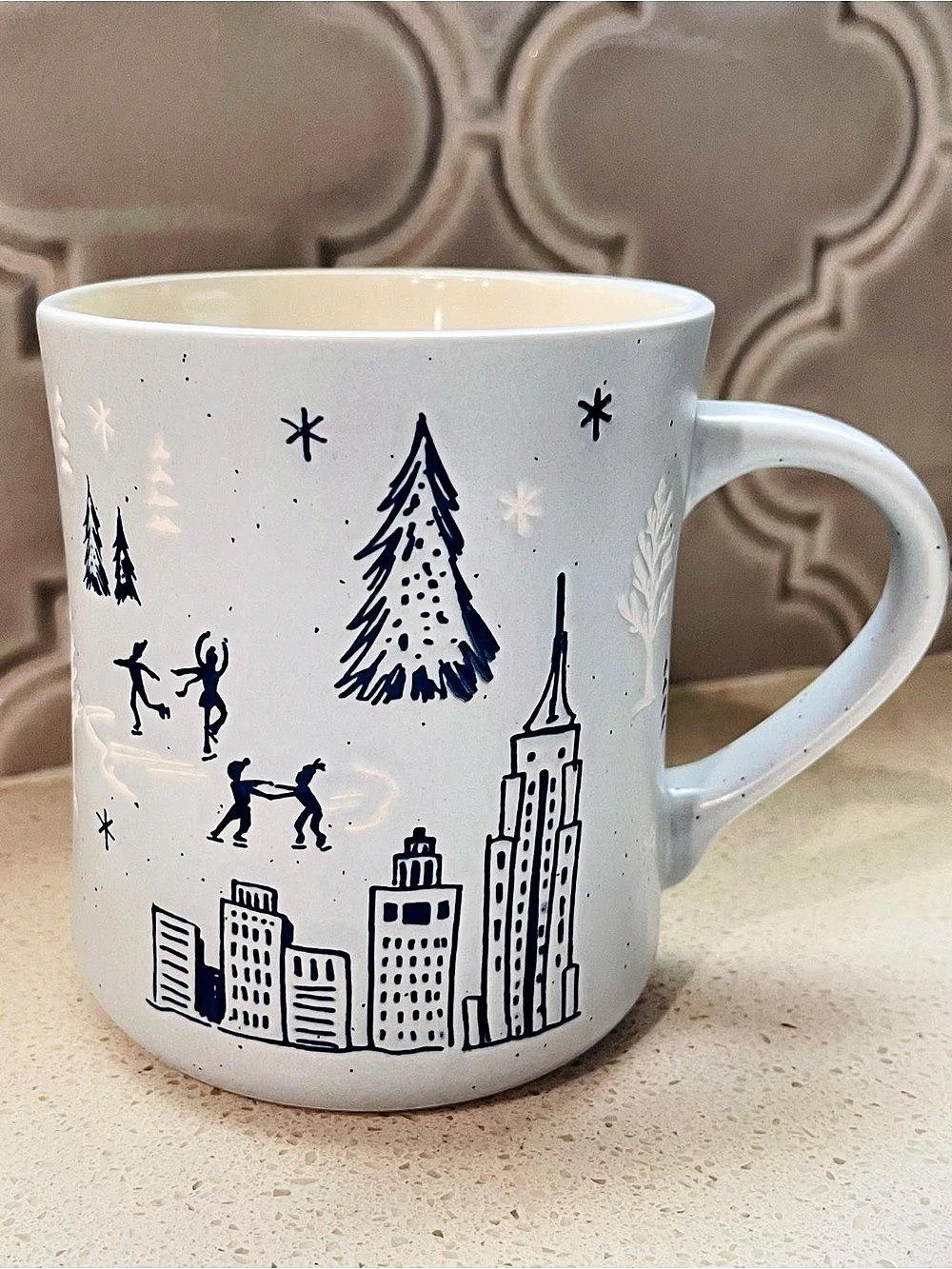 Peppermint & Pine Holiday Cityscape Skating Mug